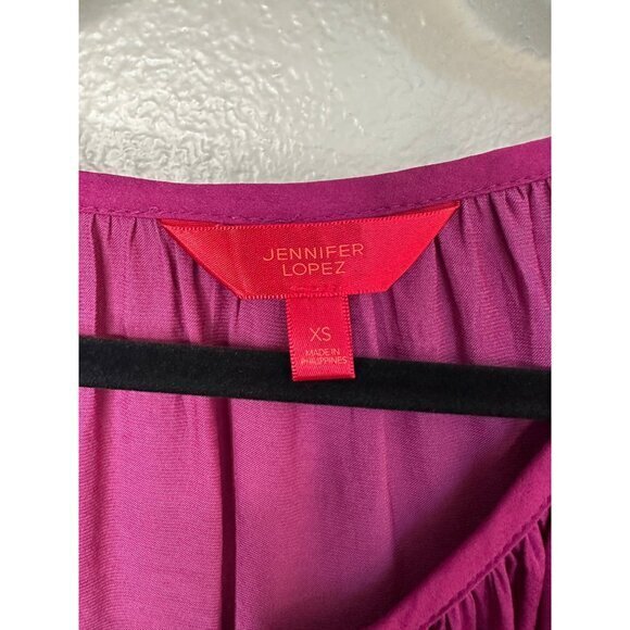 Jennifer Lopez Women's Pink Blouse Size X-Small long sleeve‎ v-neck polyester - Picture 3 of 9